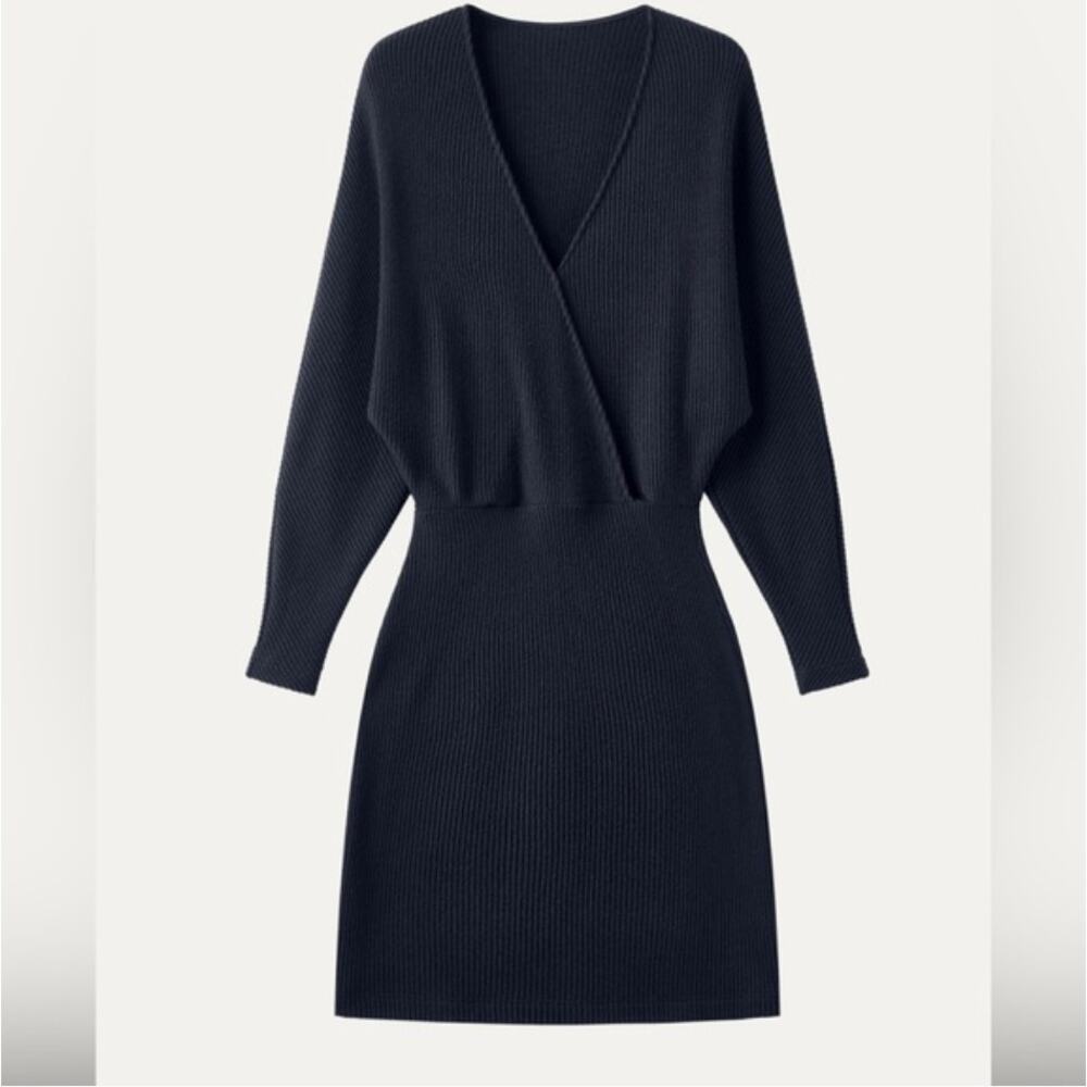 OGL Surplice Batwing Dress - Navy Blue Size S NWT